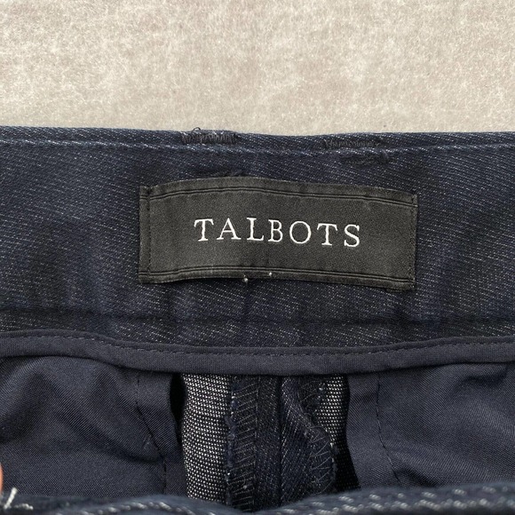 Talbots Womens Pants Womens 8 High Waist Straight Leg Pockets Dark Blue Chambray - Picture 9 of 14